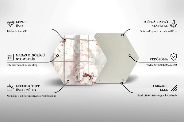 Skärbräda glas sexhörning Pastellpioner