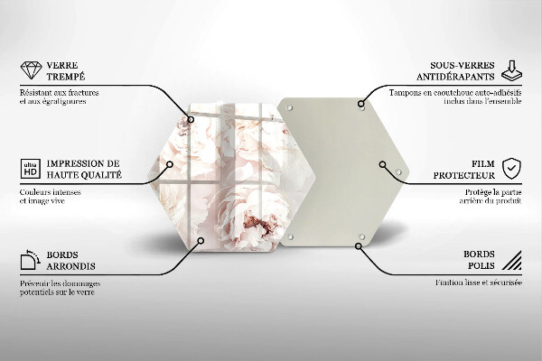 Skärbräda glas sexhörning Pastellpioner