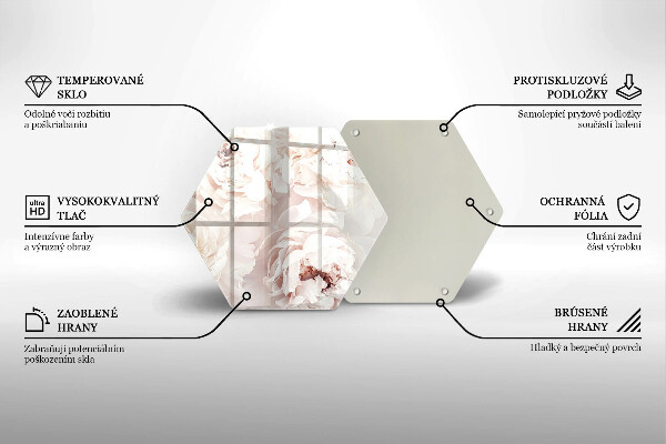 Skärbräda glas sexhörning Pastellpioner