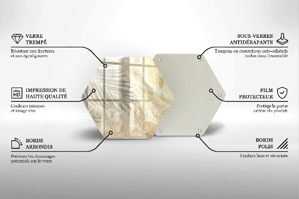 Skärbräda glas sexhörning Palmblad och sand