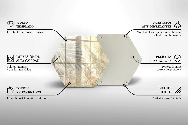 Skärbräda glas sexhörning Palmblad och sand