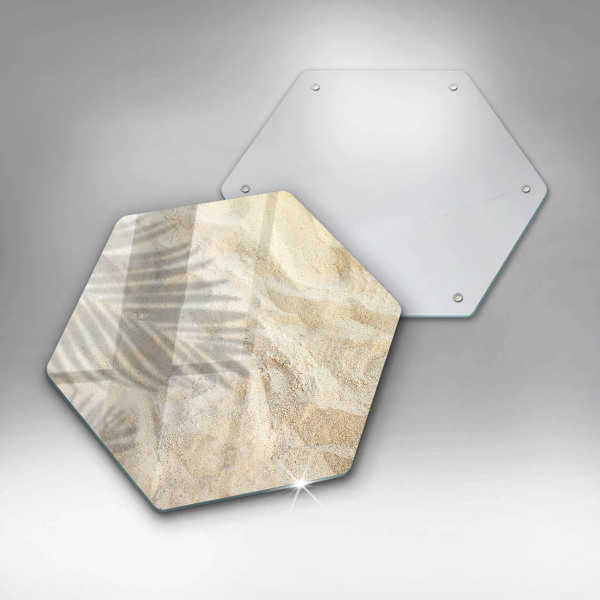 Skärbräda glas sexhörning Palmblad och sand