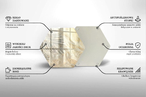 Skärbräda glas sexhörning Palmblad och sand