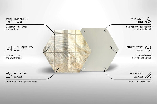 Skärbräda glas sexhörning Palmblad och sand