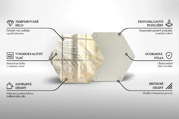 Skärbräda glas sexhörning Palmblad och sand