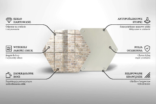 Skärbräda glas sexhörning Ljus tegelvägg