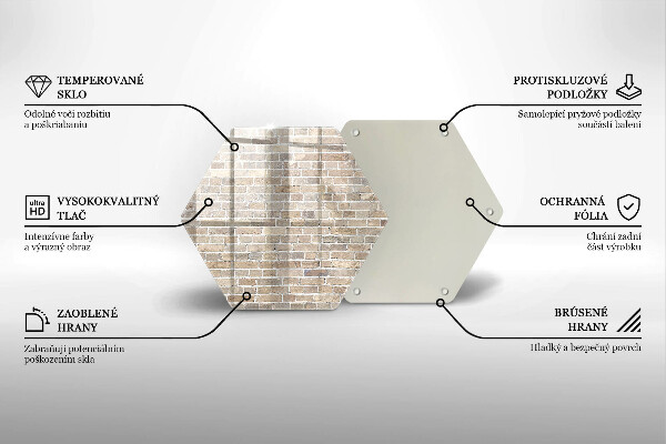 Skärbräda glas sexhörning Ljus tegelvägg