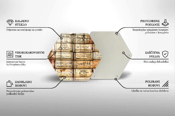 Skärbräda glas sexhörning Gamla vinkorkar