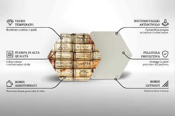 Skärbräda glas sexhörning Gamla vinkorkar