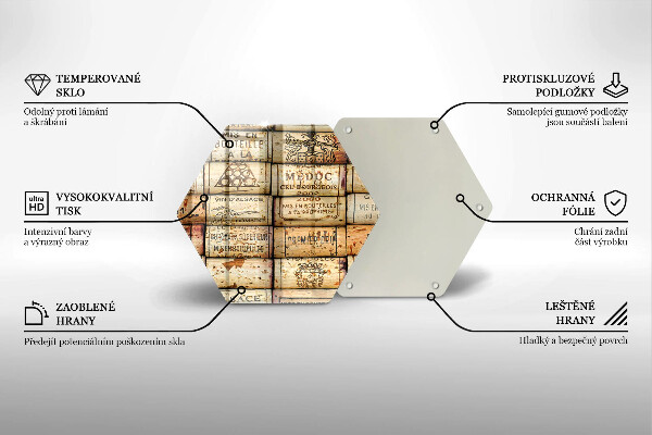 Skärbräda glas sexhörning Gamla vinkorkar