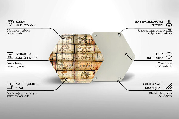 Skärbräda glas sexhörning Gamla vinkorkar