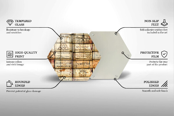 Skärbräda glas sexhörning Gamla vinkorkar
