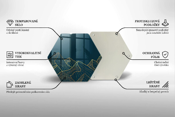 Skärbräda glas sexhörning Abstrakta berg