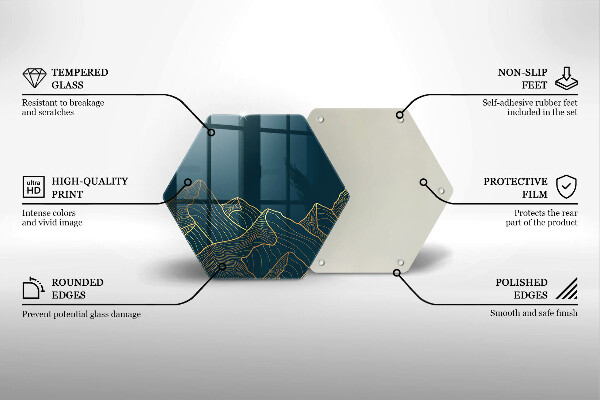 Skärbräda glas sexhörning Abstrakta berg