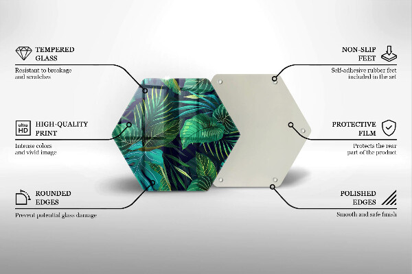 Skärbräda glas sexhörning Djungel löv illustration