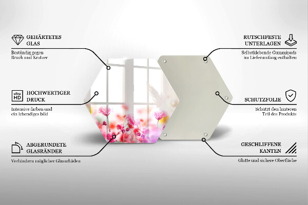 Skärbräda glas sexhörning Blomsteräng