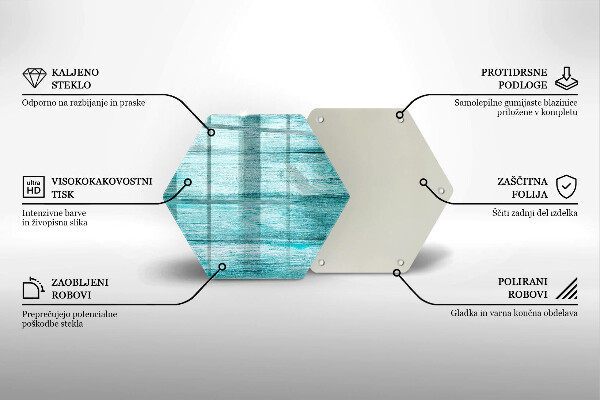Skärbräda glas sexhörning Vintage träskivor