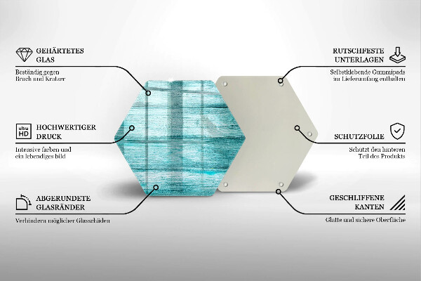 Skärbräda glas sexhörning Vintage träskivor