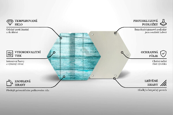 Skärbräda glas sexhörning Vintage träskivor