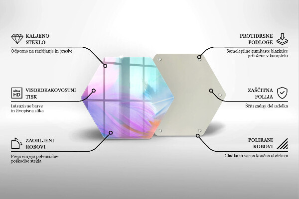 Skärbräda glas sexhörning Pastellfjädrar