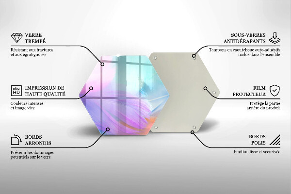 Skärbräda glas sexhörning Pastellfjädrar