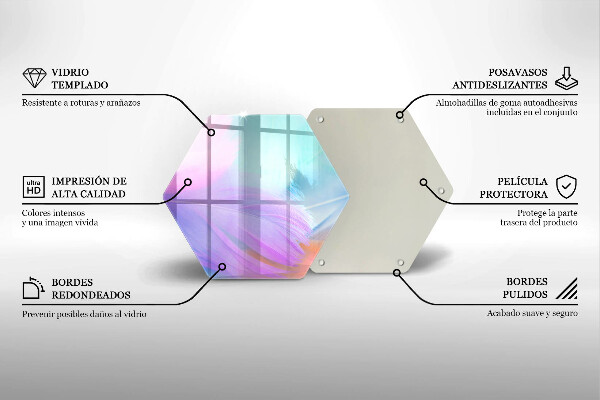 Skärbräda glas sexhörning Pastellfjädrar