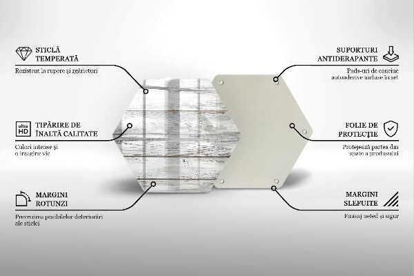 Skärbräda glas sexhörning Ljusa träskivor