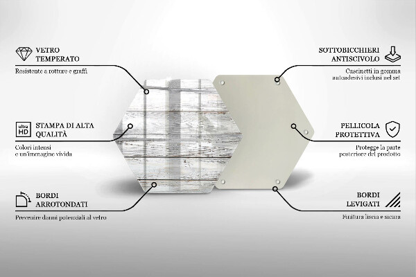 Skärbräda glas sexhörning Ljusa träskivor