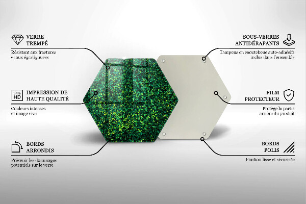 Skärbräda glas sexhörning Plantera med små blad