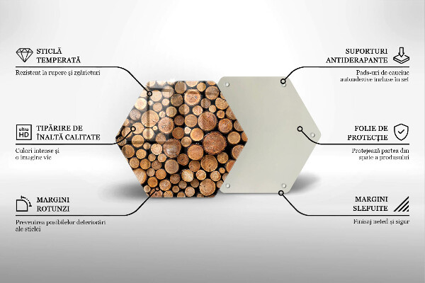 Skärbräda glas sexhörning Trädstammar