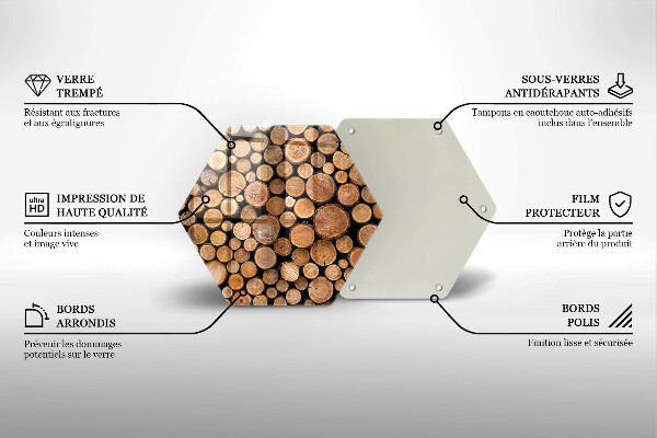 Skärbräda glas sexhörning Trädstammar