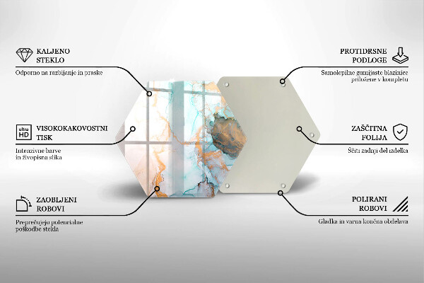 Skärbräda glas sexhörning Marmor abstraktion