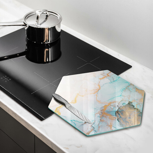 Skärbräda glas sexhörning Marmor abstraktion