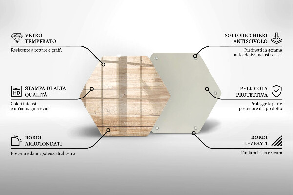 Skärbräda glas sexhörning Träskivor