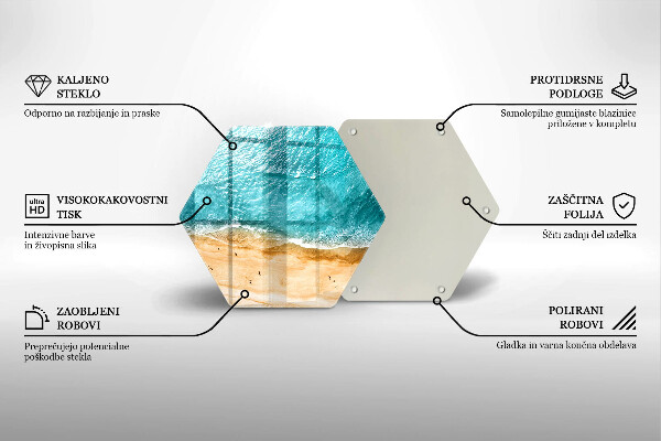 Skärbräda glas sexhörning Strandstrand och hav
