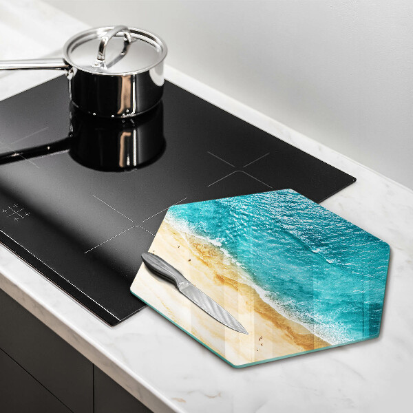 Skärbräda glas sexhörning Strandstrand och hav