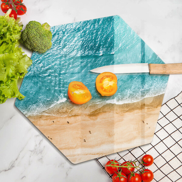 Skärbräda glas sexhörning Strandstrand och hav