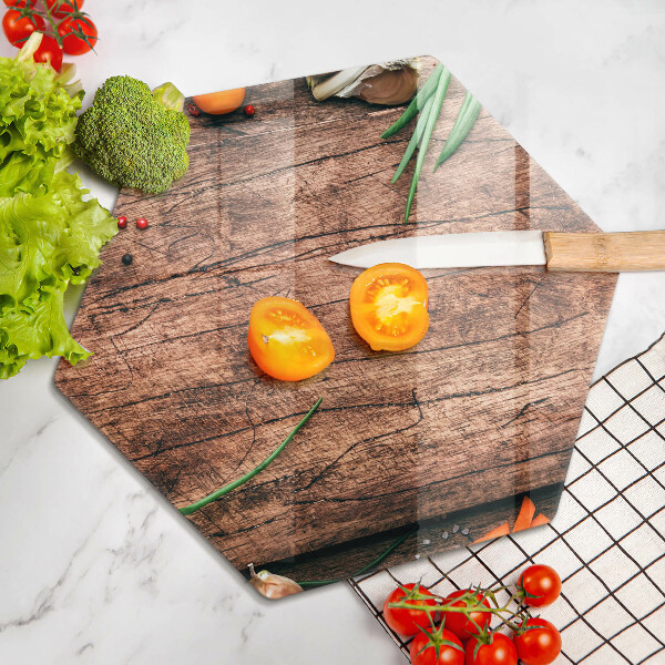 Skärbräda glas sexhörning Köksskiva av trä