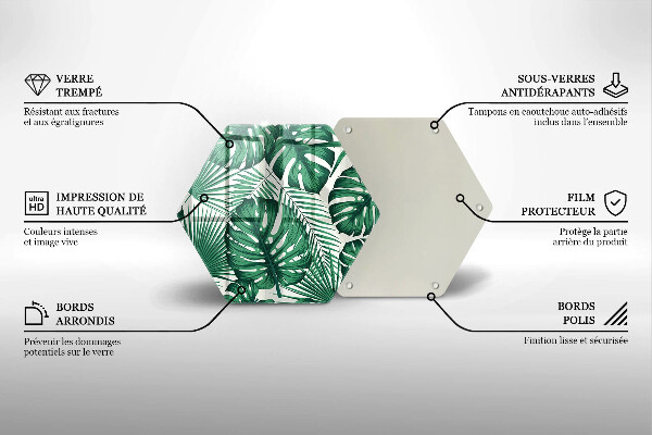 Skärbräda glas sexhörning Monstera lämnar
