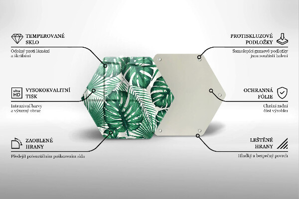 Skärbräda glas sexhörning Monstera lämnar