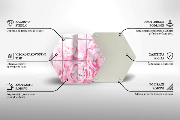Skärbräda glas sexhörning Fina pioner