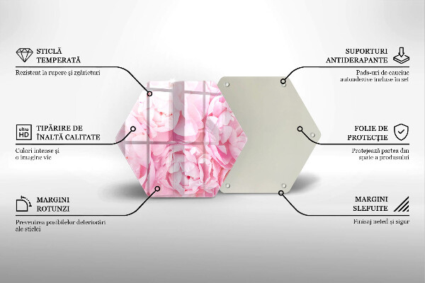 Skärbräda glas sexhörning Fina pioner