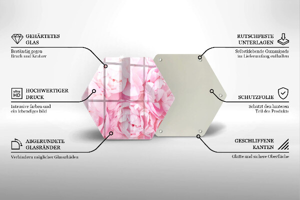 Skärbräda glas sexhörning Fina pioner