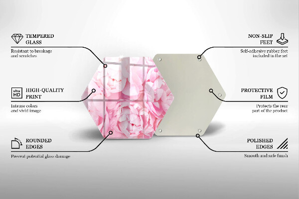 Skärbräda glas sexhörning Fina pioner