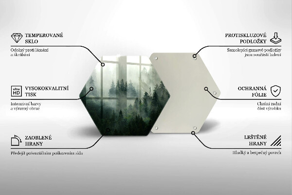 Skärbräda glas sexhörning Dimmigt skogslandskap