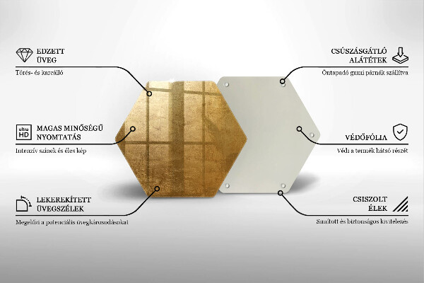 Skärbräda glas sexhörning Guld textur bakgrund