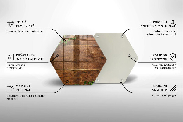 Skärbräda glas sexhörning Träskivor och löv