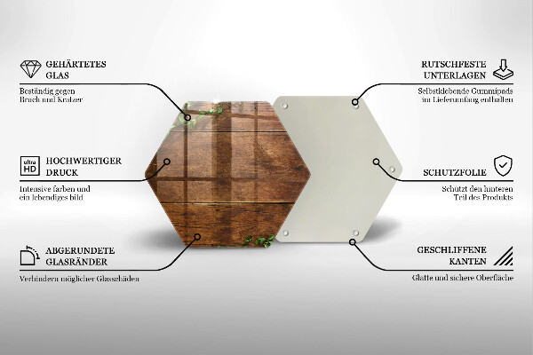 Skärbräda glas sexhörning Träskivor och löv