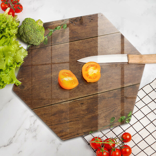 Skärbräda glas sexhörning Träskivor och löv