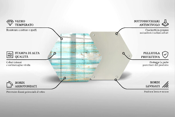 Skärbräda glas sexhörning Vintage träskivor
